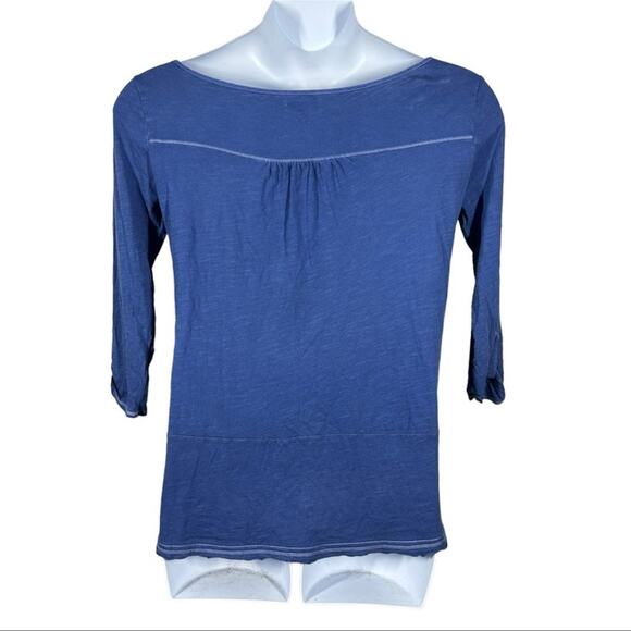 American Eagle Boho Peasant Chambray Embroidered Top Casual Blouse Size Small - Picture 6 of 14